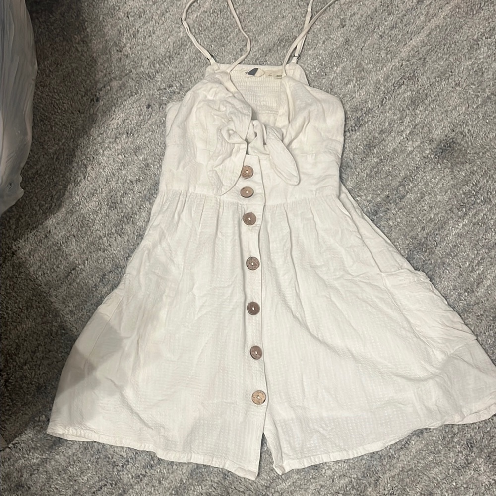 White Button-Down Kids Dress